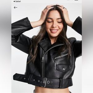 Topshop black faux leather jacket size US size 6 (fits like a medium)